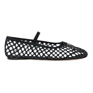 Loeffler Randall Leonie Crochet Raffia Bow Trim Elastic Mary Jane Ballet Flats